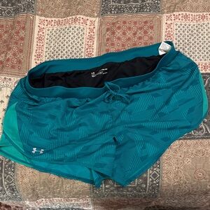 Under Armour Women's Patterned Teal Athletic Shorts